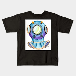 Watercolor Diving Helmet Kids T-Shirt